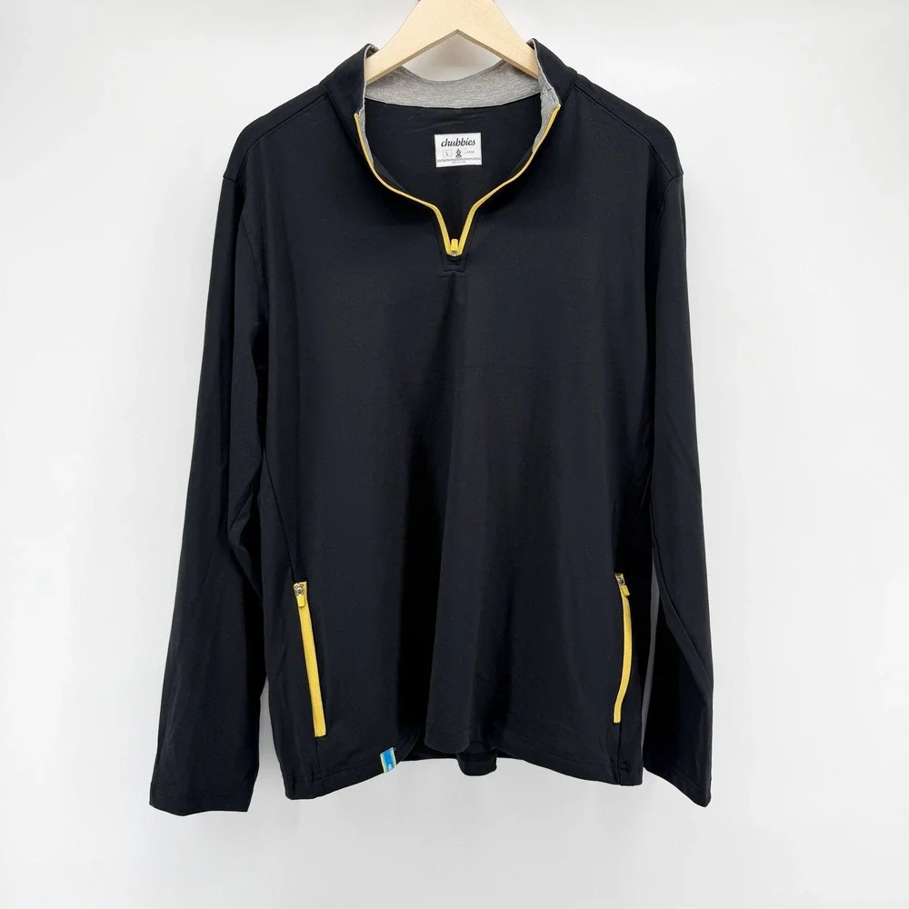 Chubbies Men Black 1/4 Zip Long Sleeve Pullover Sweatshirt Size Large Hiking NEW - Picture 14 of 14